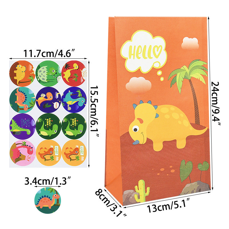 Dinosaur Candy Bags with Stickers (12 Pack) b06 by HitMyNeed