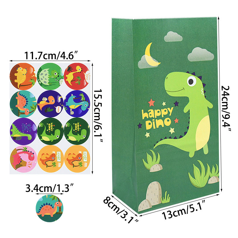 Dinosaur Candy Bags with Stickers (12 Pack) b08 by HitMyNeed