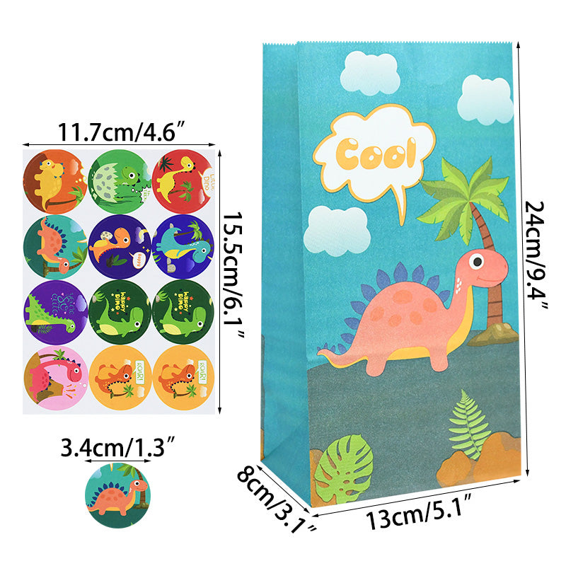 Dinosaur Candy Bags with Stickers (12 Pack) b09 by HitMyNeed