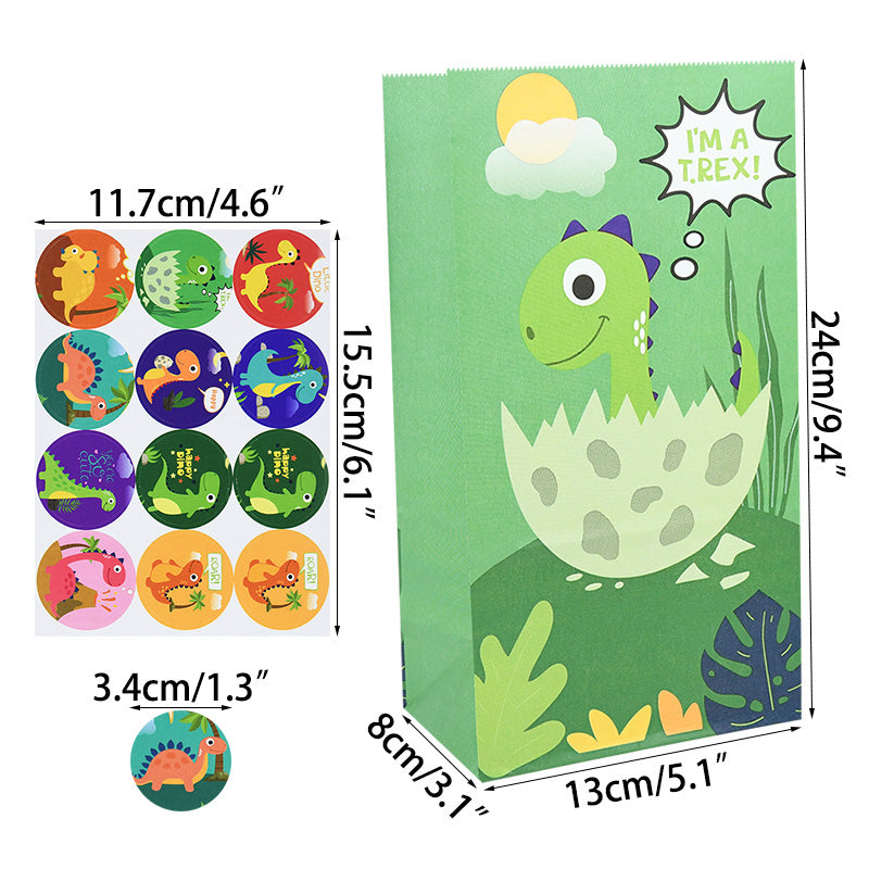 Dinosaur Candy Bags with Stickers (12 Pack) b10 by HitMyNeed