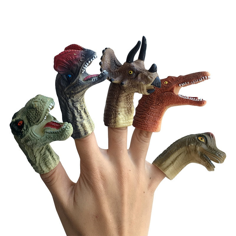 Dinosaur Finger Puppets Plastic Toy Set (5pcs) by HitMyNeed