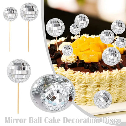 Disco Ball Cake Toppers Set - 3, 5, or 12 Pieces by HitMyNeed
