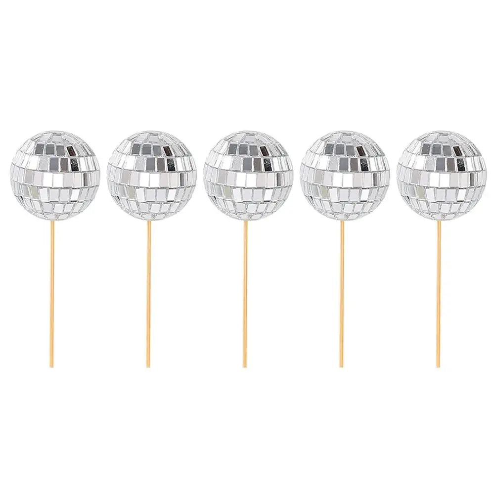 Disco Ball Cake Toppers Set - 3, 5, or 12 Pieces by HitMyNeed