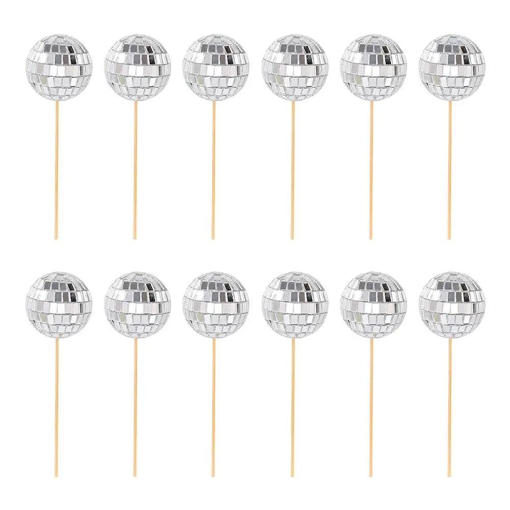 Disco Ball Cake Toppers Set - 3, 5, or 12 Pieces by HitMyNeed