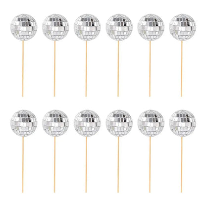 Disco Ball Cake Toppers Set - 3, 5, or 12 Pieces by HitMyNeed
