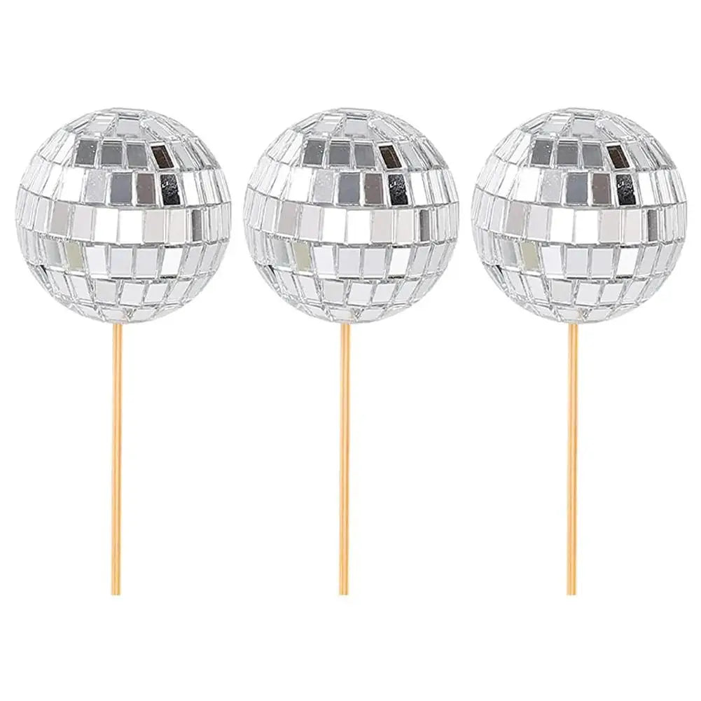 Disco Ball Cake Toppers Set - 3, 5, or 12 Pieces by HitMyNeed