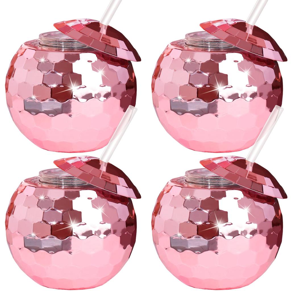 Disco Ball Tumblers with Straws Set of 4 b by HitMyNeed