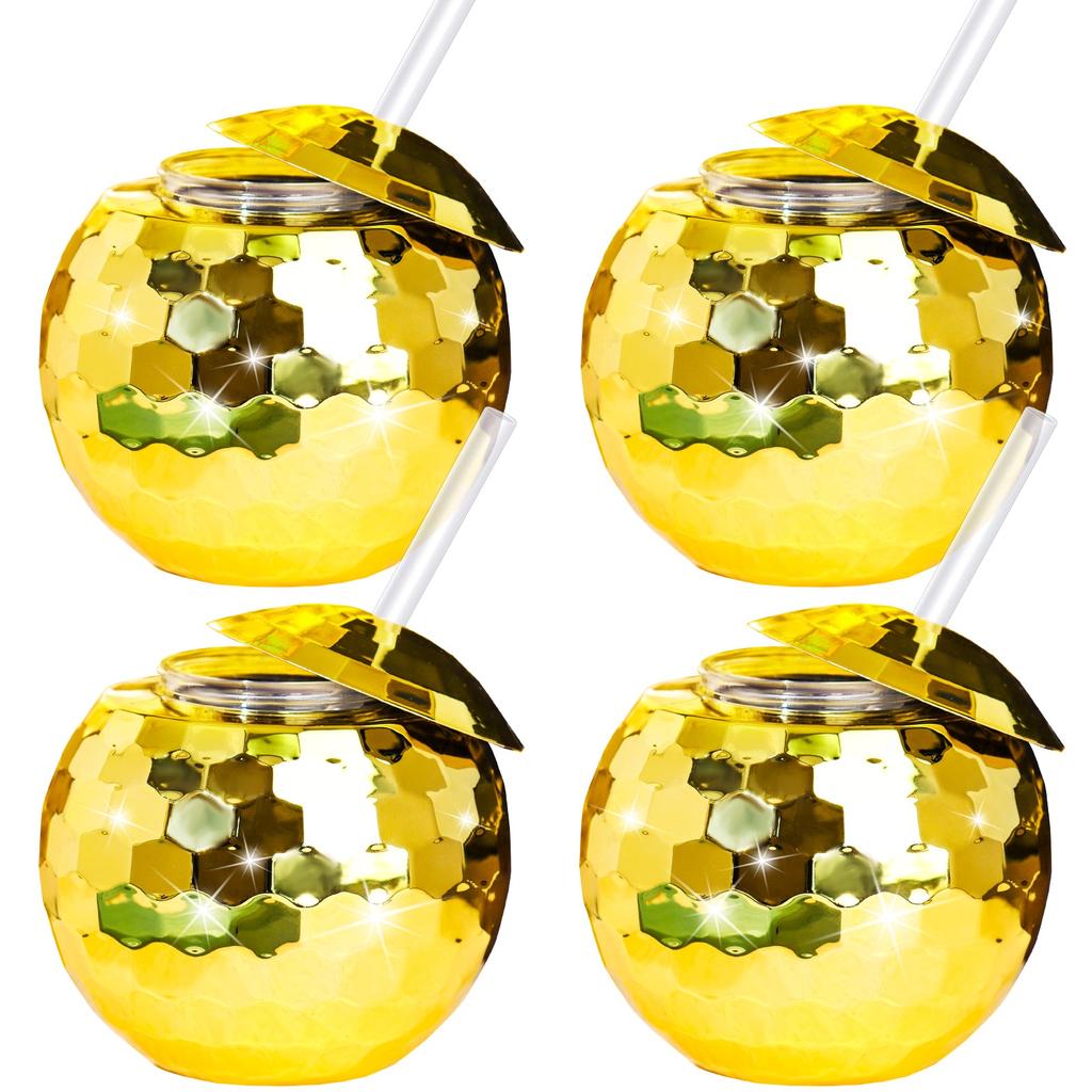 Disco Ball Tumblers with Straws Set of 4 c by HitMyNeed