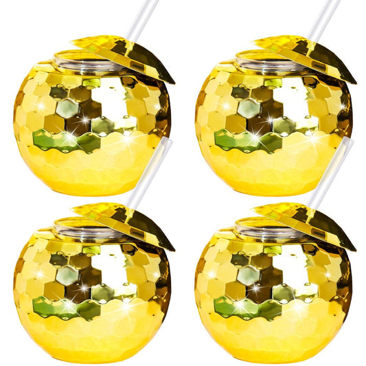 Disco Ball Tumblers with Straws Set of 4 c by HitMyNeed