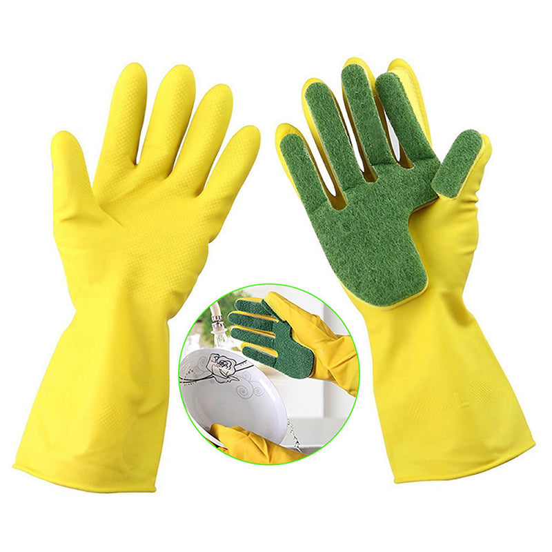 Dish Cleaning Gloves with Built‑In Sponge by HitMyNeed