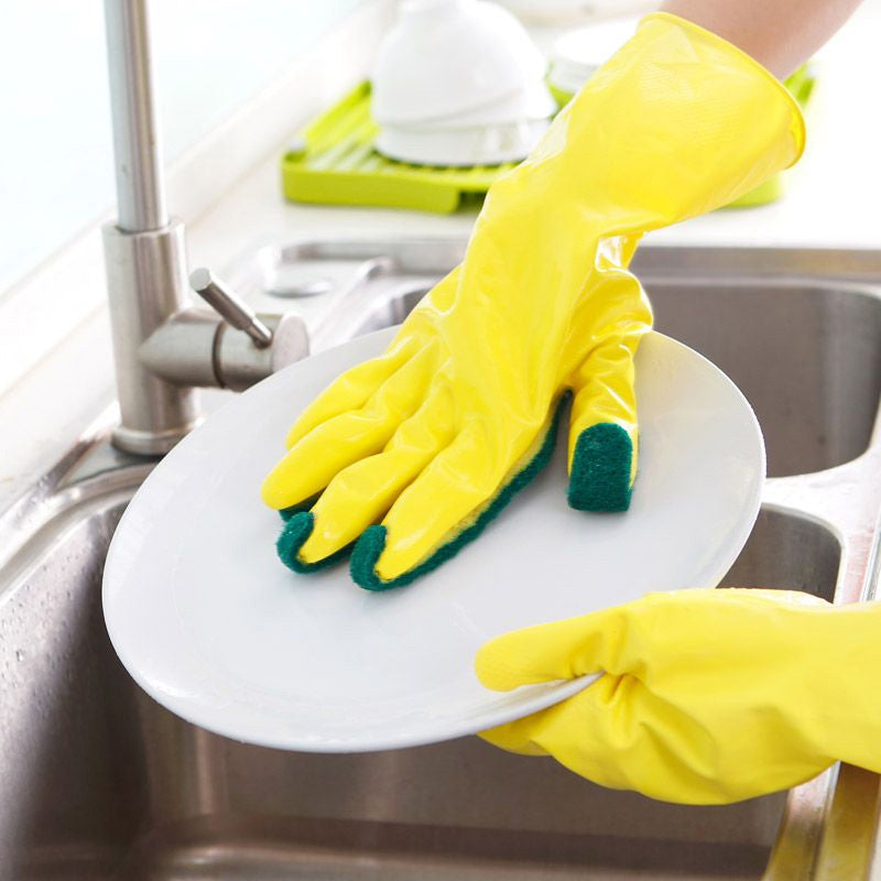 Dish Cleaning Gloves with Built‑In Sponge by HitMyNeed