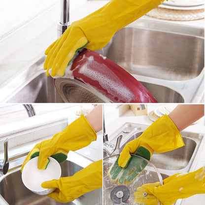 Dish Cleaning Gloves with Built‑In Sponge by HitMyNeed