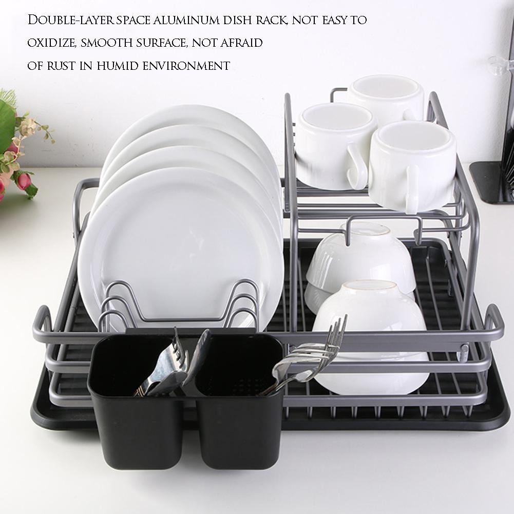 Dish Drying Rack with Drip Tray and Utensil Holder by HitMyNeed