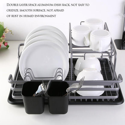 Dish Drying Rack with Drip Tray and Utensil Holder by HitMyNeed