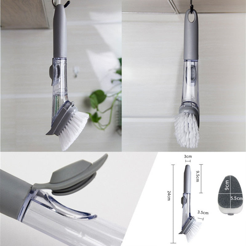 Dish Scrub Brush with Soap Dispenser and Refills by HitMyNeed