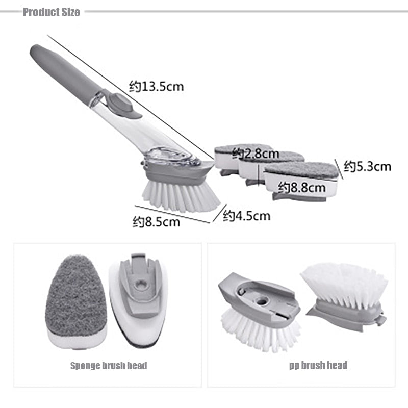 Dish Scrub Brush with Soap Dispenser and Refills by HitMyNeed