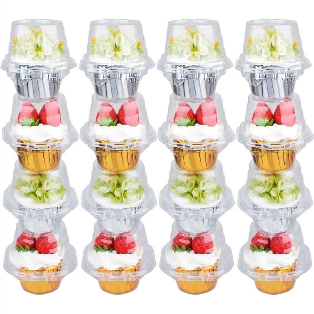 Disposable Clear Individual Cupcake Containers 50pcs by HitMyNeed