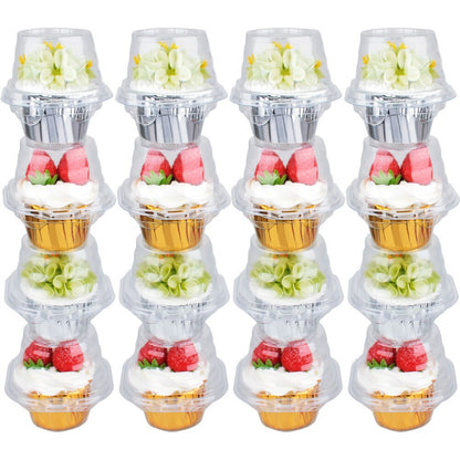 Disposable Clear Individual Cupcake Containers 50pcs by HitMyNeed