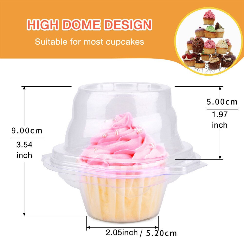 Disposable Clear Individual Cupcake Containers 50pcs by HitMyNeed