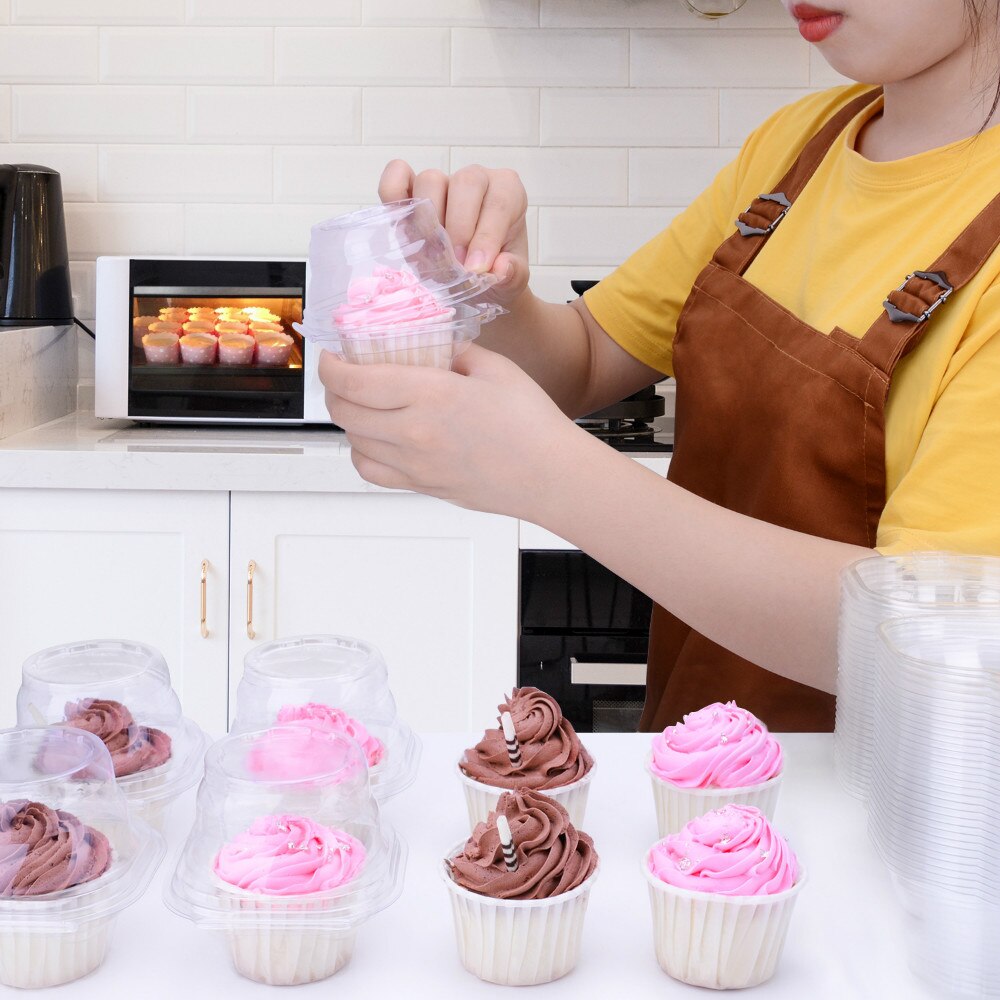 Disposable Clear Individual Cupcake Containers 50pcs by HitMyNeed