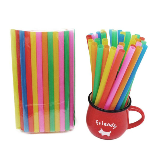 Disposable Colorful Plastic Straws 500 Pack by HitMyNeed