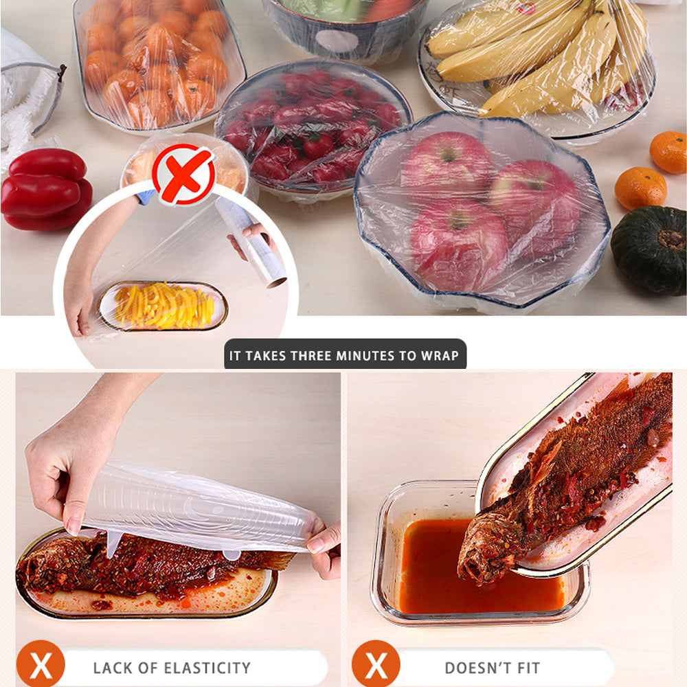 Disposable Elastic Food Covers (100 Pack) by HitMyNeed