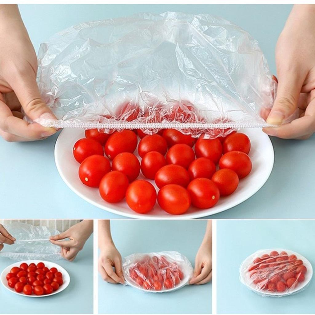 Disposable Elastic Plastic Bowl Covers 100 Pack by HitMyNeed
