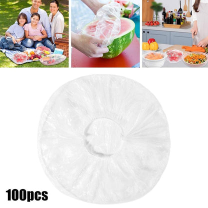 Disposable Elastic Plastic Bowl Covers 100 Pack by HitMyNeed