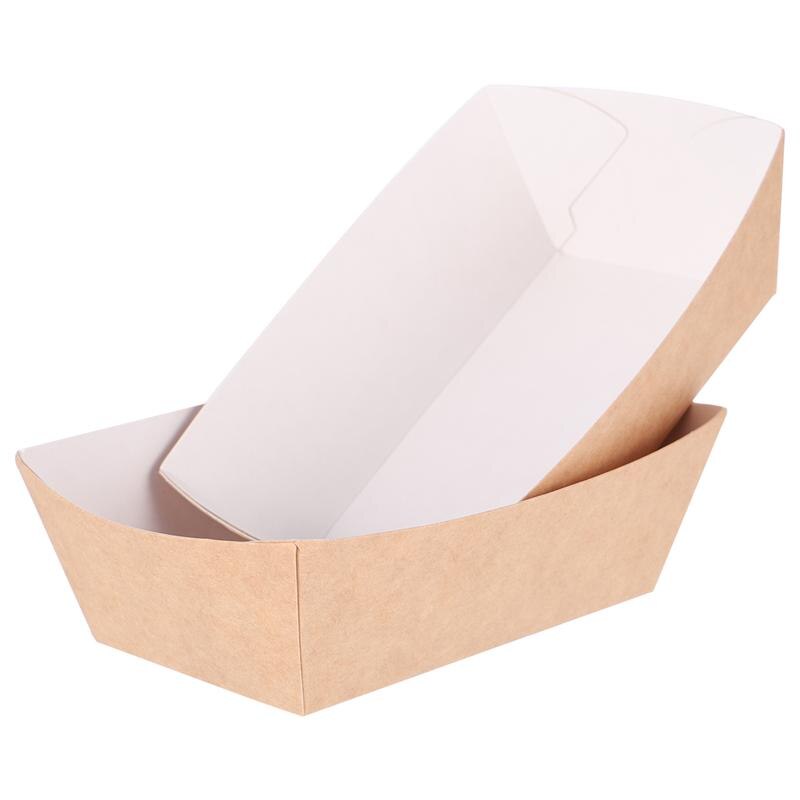 Disposable Kraft Paper Food Boats 100 Pack by HitMyNeed