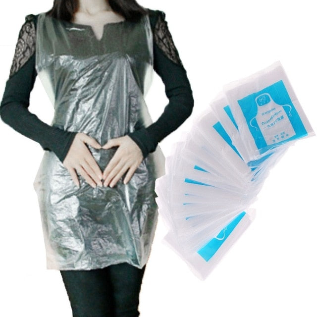 Disposable Plastic Aprons 10 Pack, Waterproof PE by HitMyNeed
