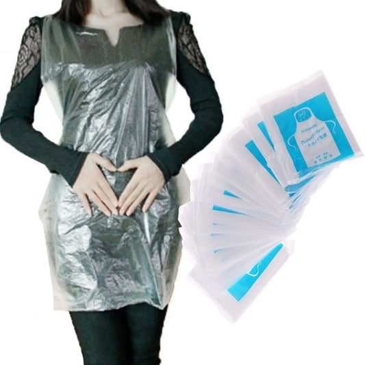 Disposable Plastic Aprons 10 Pack, Waterproof PE by HitMyNeed