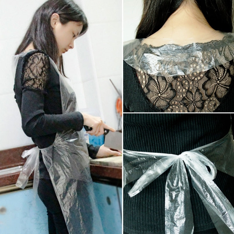 Disposable Plastic Aprons 10 Pack, Waterproof PE by HitMyNeed