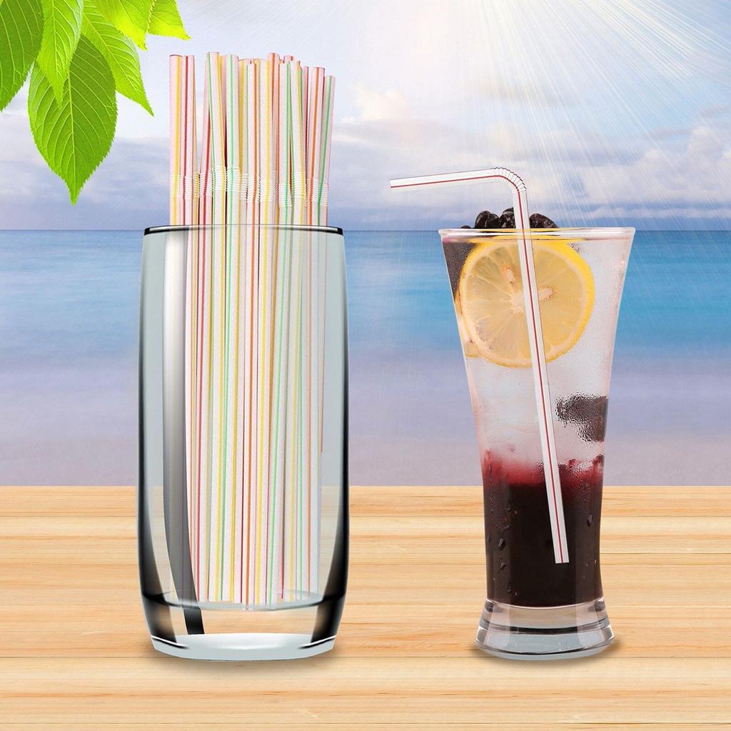 Disposable Plastic Bendable Straws, 600 Pack by HitMyNeed