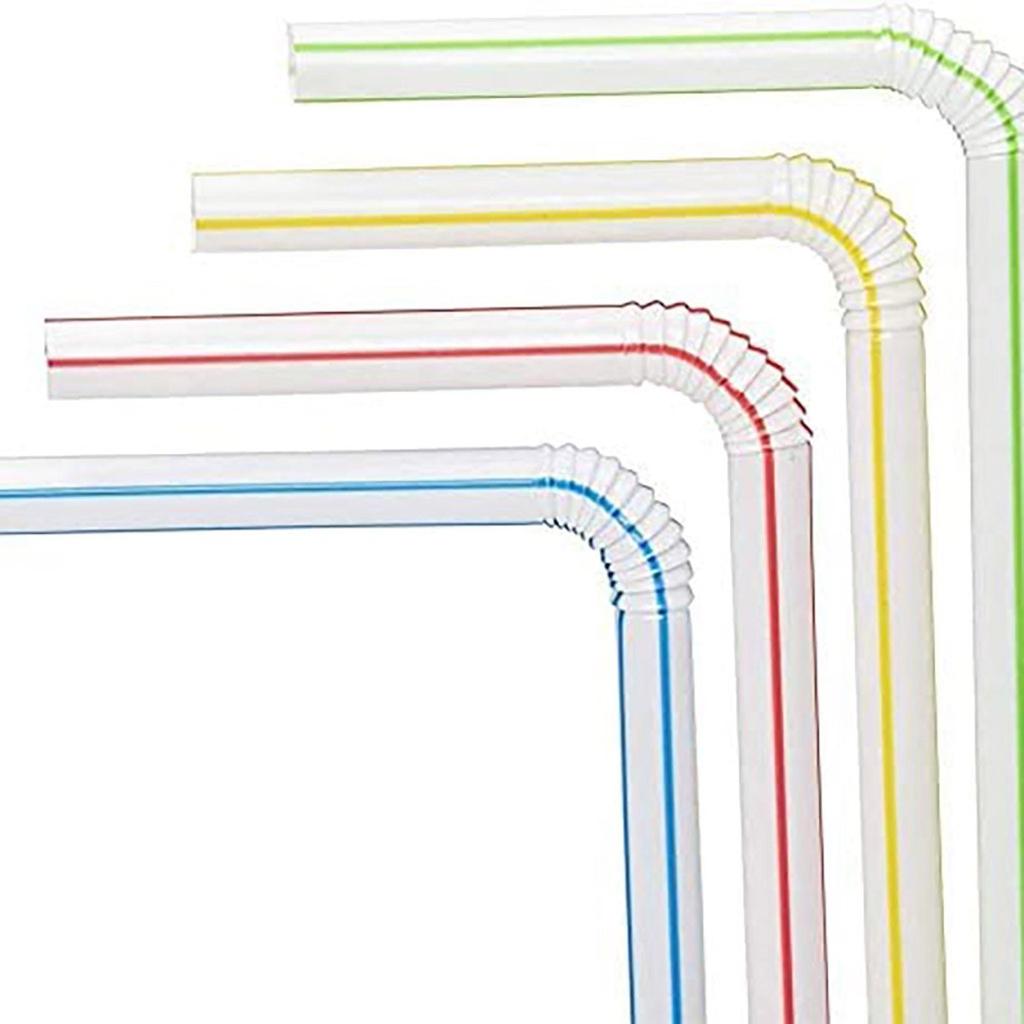 Disposable Plastic Bendable Straws, 600 Pack by HitMyNeed