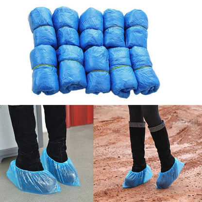 Disposable Plastic Shoe Covers, 100 Pack (One Size) by HitMyNeed
