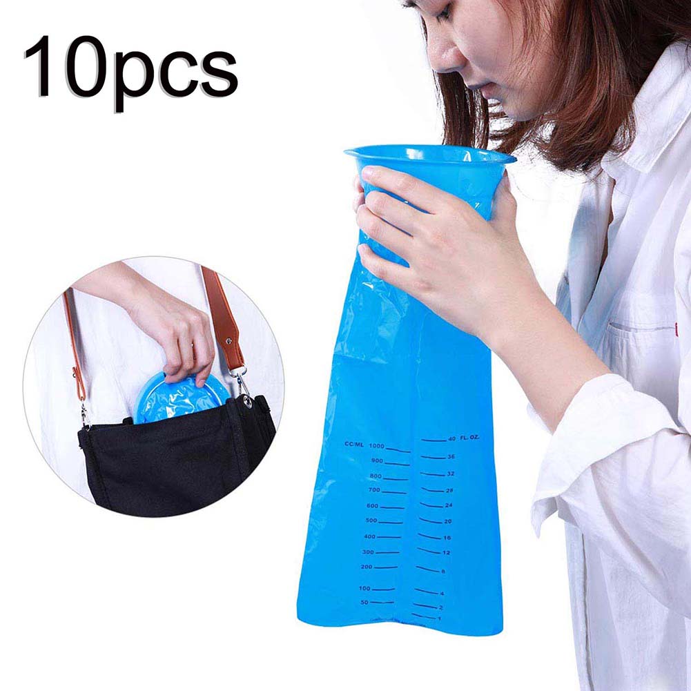 Disposable Sick Bags 10-Pack with Graduated Markings by HitMyNeed