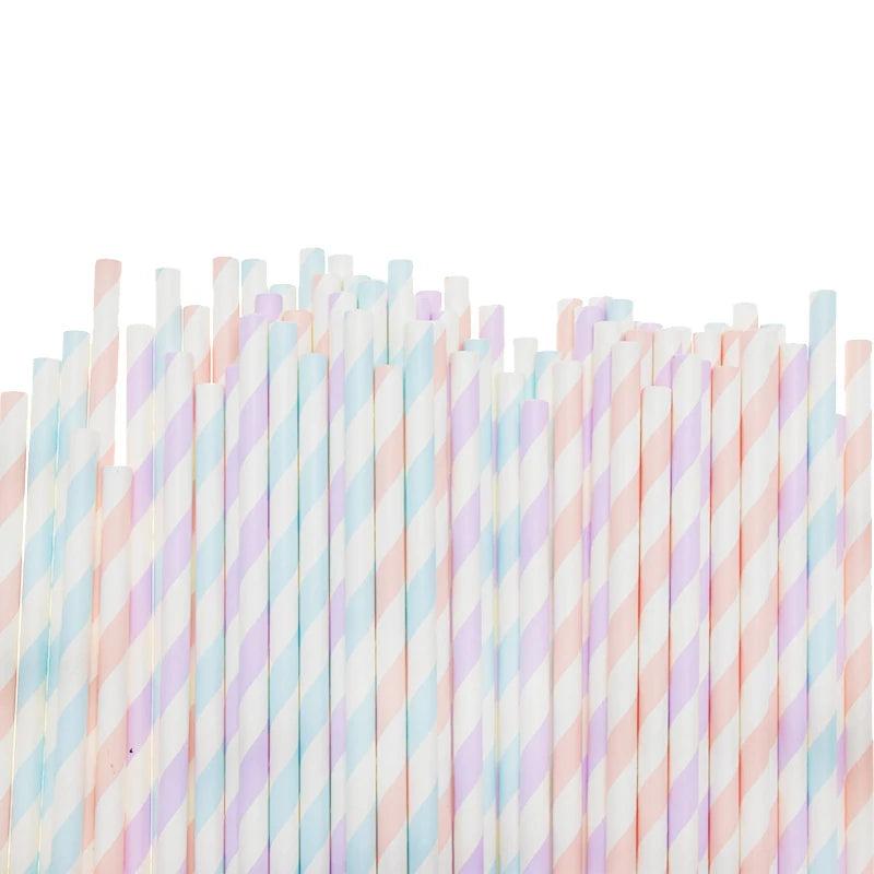 Disposable Striped Paper Straws for Parties by HitMyNeed