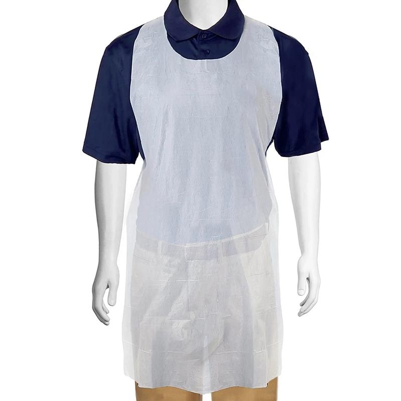 Disposable White Plastic Aprons 100 Pack by HitMyNeed