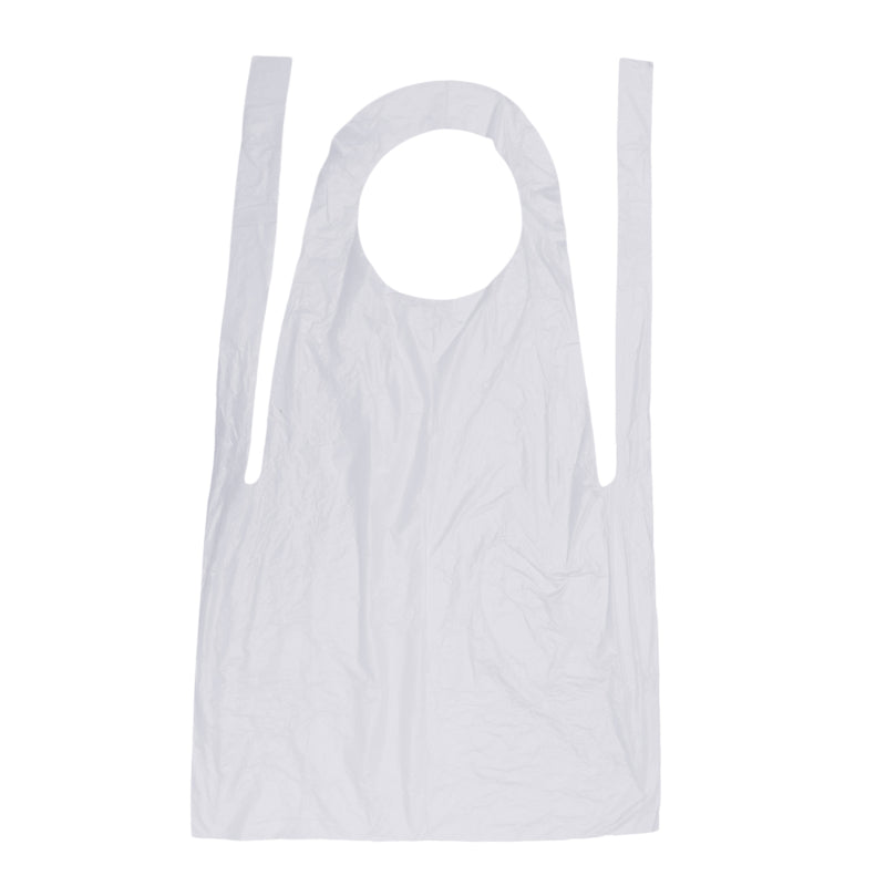 Disposable White Plastic Aprons 100 Pack by HitMyNeed