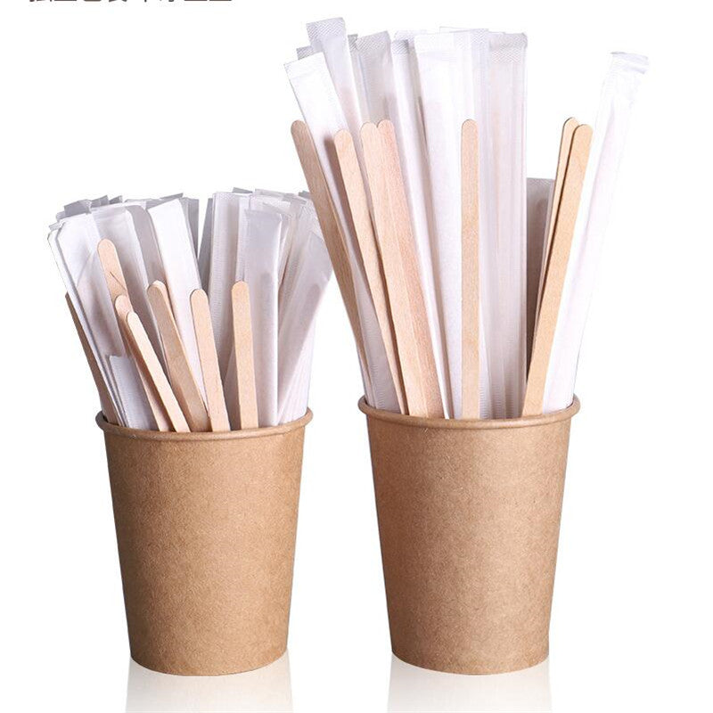Disposable Wooden Drink Stirrers 14cm (100 Pack) by HitMyNeed