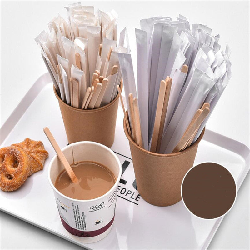 Disposable Wooden Drink Stirrers 14cm (100 Pack) by HitMyNeed