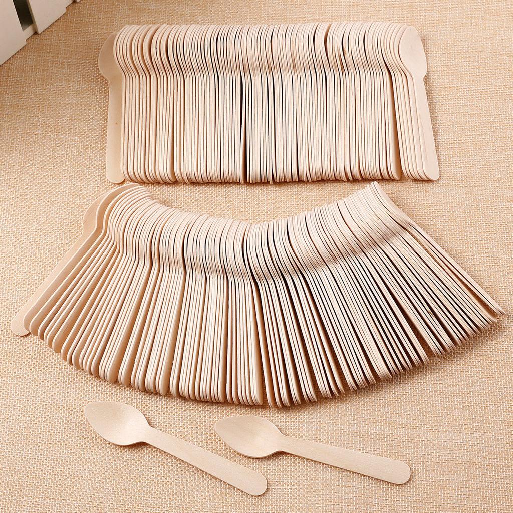 Disposable Wooden Ice Cream Spoons (100 Pack) by HitMyNeed