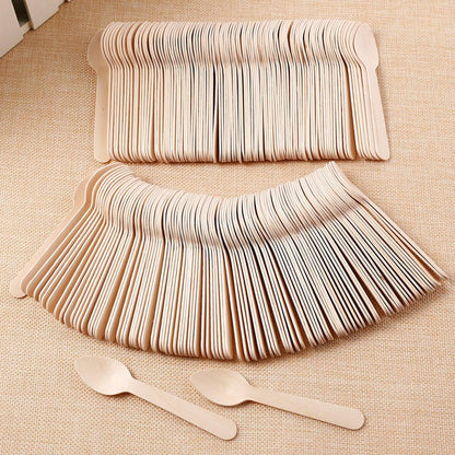 Disposable Wooden Ice Cream Spoons (100 Pack) by HitMyNeed