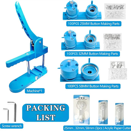 DIY Badge Button Maker Kit with 3 Mould Sizes 25-32-58-blue-set by HitMyNeed
