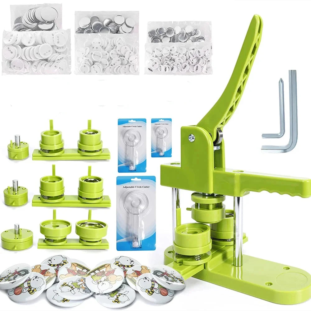 DIY Badge Button Maker Kit with 3 Mould Sizes 25-32-58-green-set by HitMyNeed