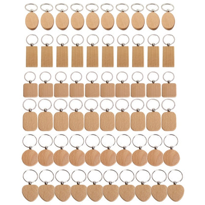 DIY Blank Wooden Keychains Set (60 Pieces) by HitMyNeed