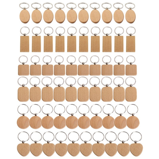 DIY Blank Wooden Keychains Set (60 Pieces) by HitMyNeed