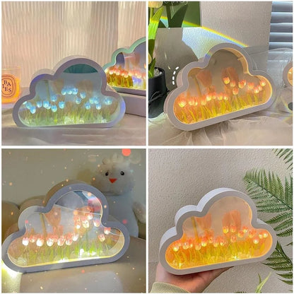 DIY Cloud Tulip LED Mirror Night Light 2-in-1 Decor by HitMyNeed