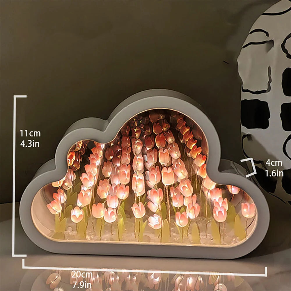 DIY Cloud Tulip LED Mirror Night Light 2-in-1 Decor by HitMyNeed