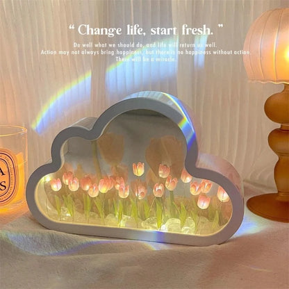 DIY Cloud Tulip LED Mirror Night Light 2-in-1 Decor by HitMyNeed